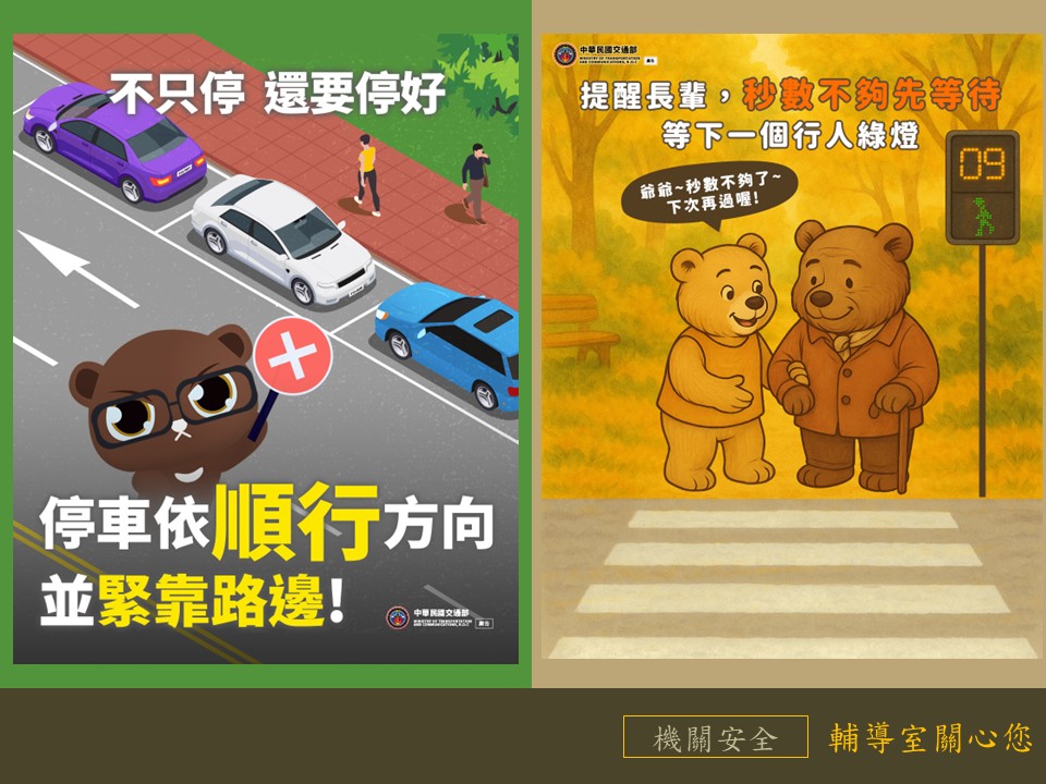 停車依順行方向;秒數不夠先等待